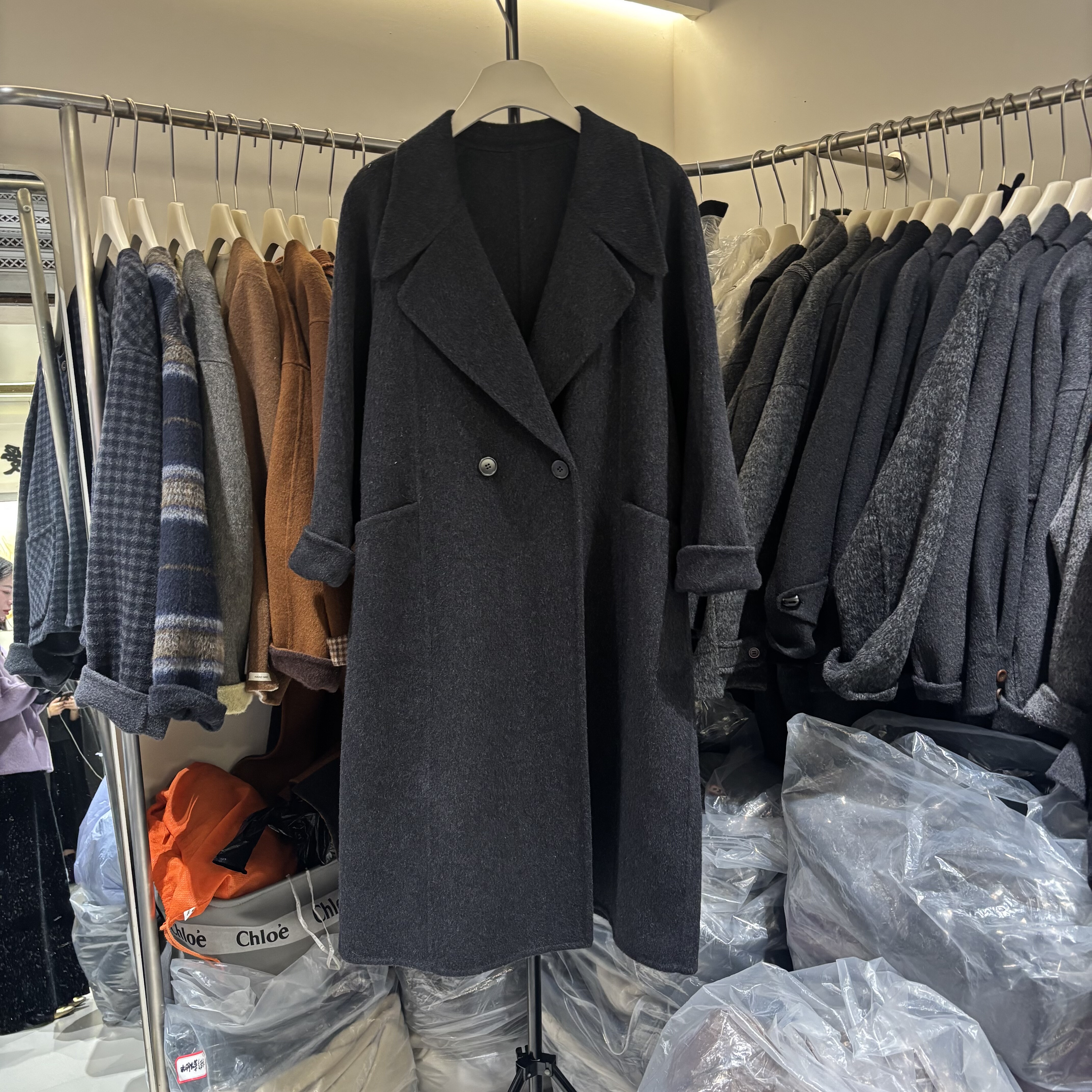 2025冬季新款韩版系带收腰百搭气质长款双面羊绒大衣女羊毛呢外套