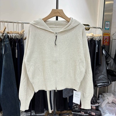 2025秋季新款韩版时尚百搭连帽针织开衫女宽松显瘦毛衣外套6609