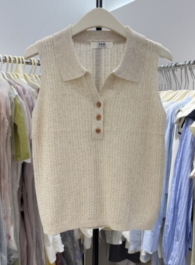法式小香风polo领针织背心2026内搭打底衫外穿修身无袖上衣DM5169