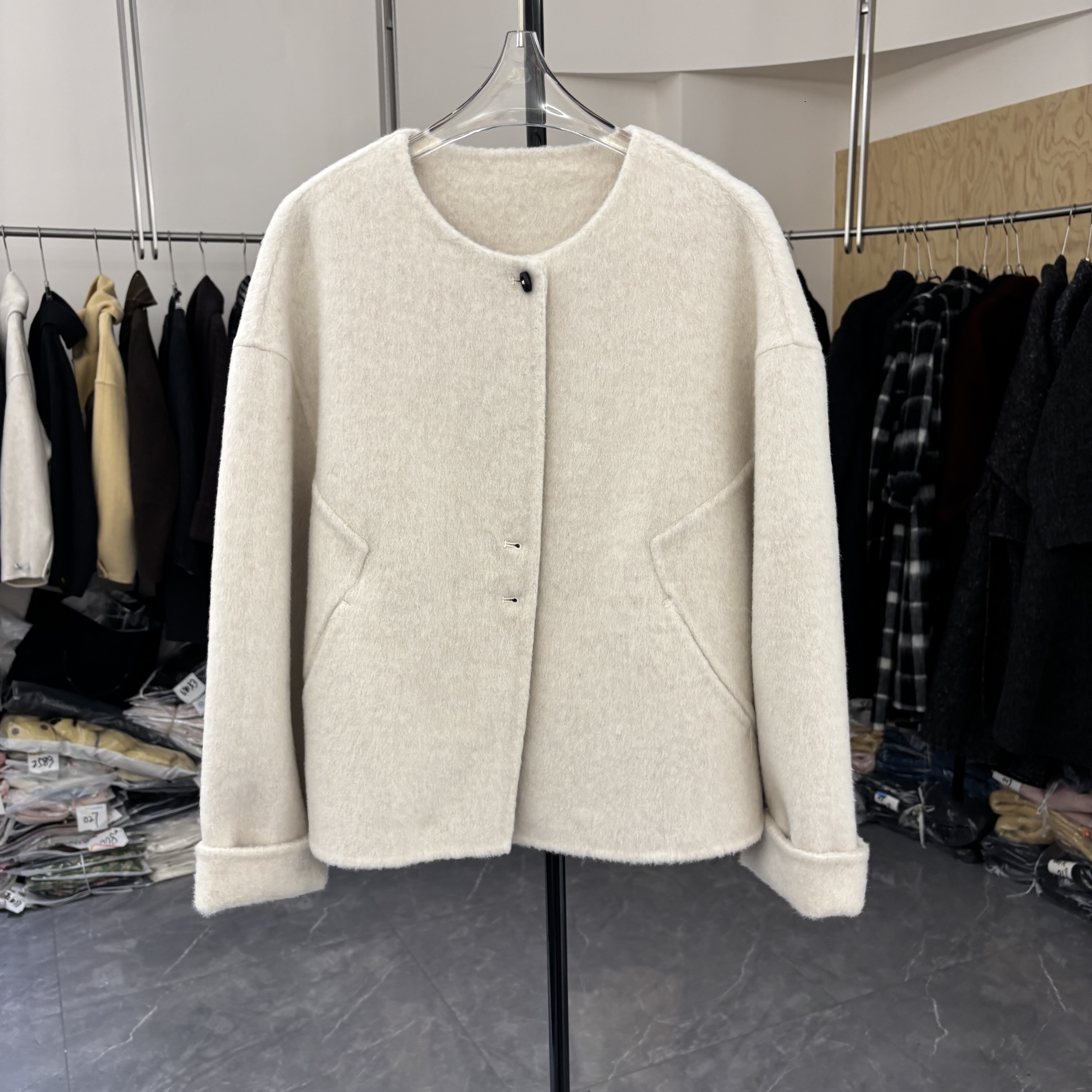 小香风双面羊绒大衣女短款2025秋冬新款韩版宽松显瘦羊毛呢子外套