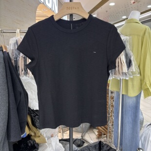 2026夏季新款韩版时尚明线圆领短袖T恤女百搭修身显瘦小个子上衣