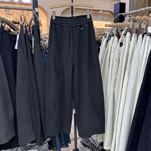 5886 子糯米毛呢弯刀裤 欧货灰色羊绒阔腿裤 女2025冬加绒加厚羊毛裤