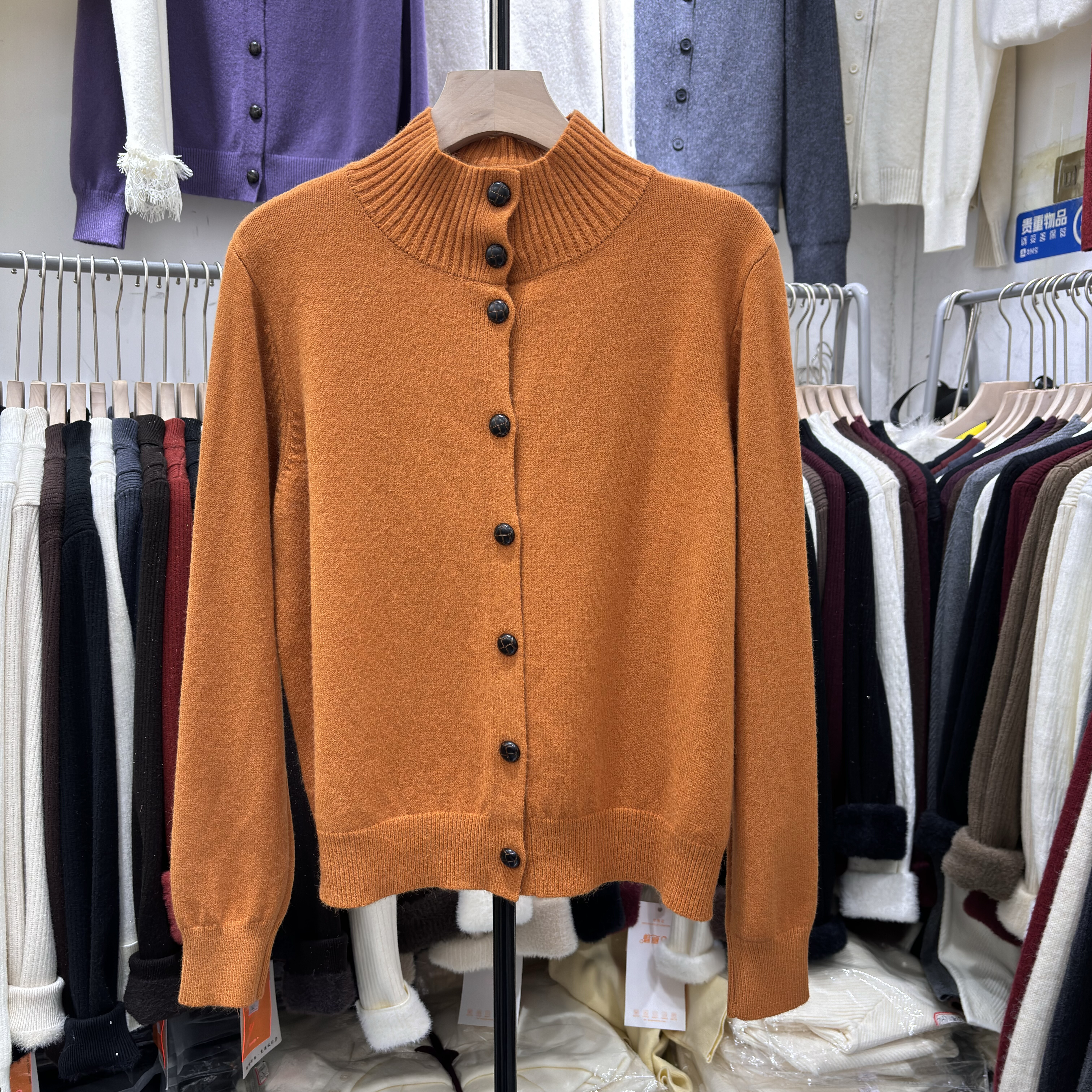 慵懒风高领开衫毛衣女秋冬2025新款宽松百搭显瘦针织外套长袖上衣