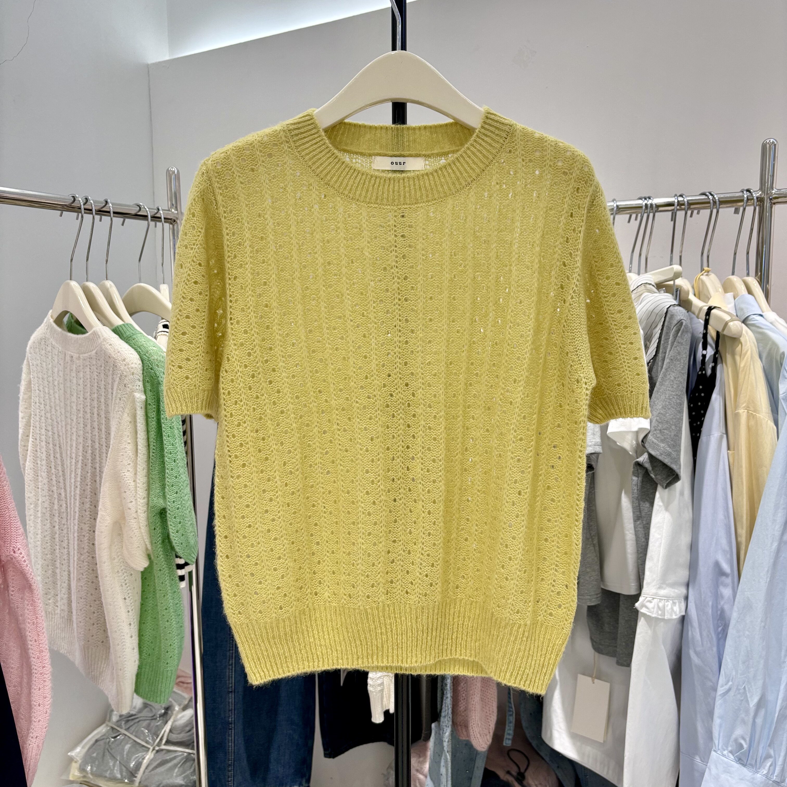 短袖圆领镂空羊绒针织衫女t恤衫2026春装新款洋气减龄上衣27132