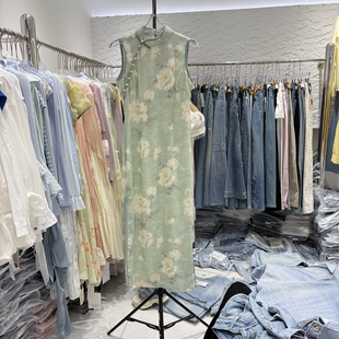 包臀印花长裙2026夏季 新中式 国风改良旗袍连衣裙御姐风高级感修身