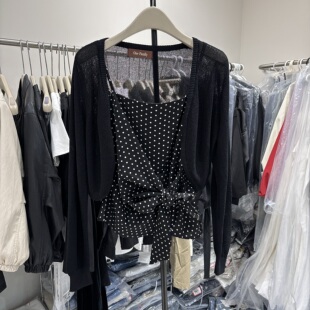 温柔风显瘦系带碎花吊带背心两件套 新针织开衫 One Family2025春装