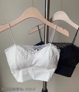时尚性感蕾丝小胸聚拢防走光抹胸裹胸交叉冰丝美背吊带文胸212