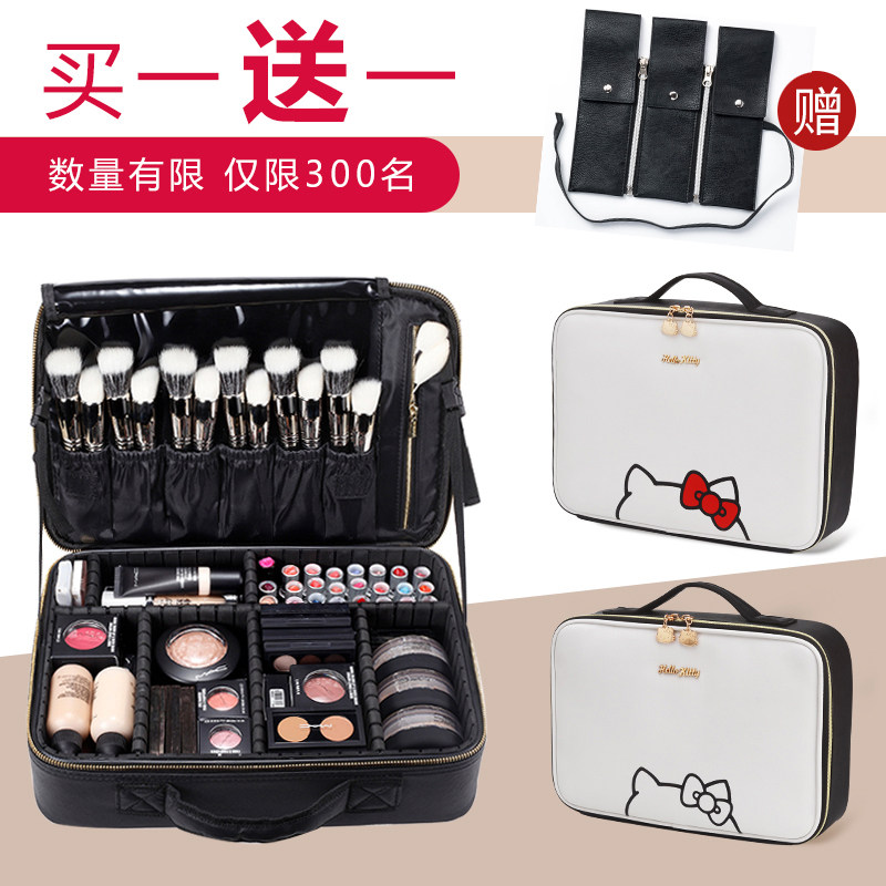 hellokitty专业化妆包纹绣箱女手提便携大容量跟妆化妆箱ins超火