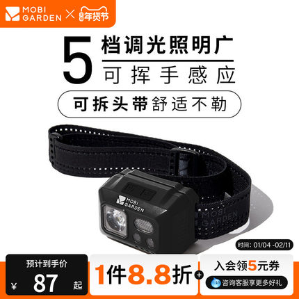 牧高笛零度头灯强光超亮充电钓鱼夜钓头戴式户外登山充电感应