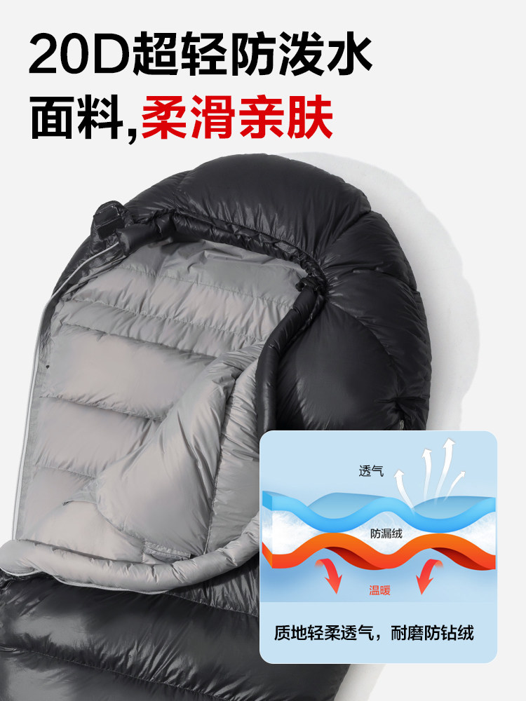 무가오디 다운 침낭 가을 겨울 성인 아웃도어 캠프 겨울 방한 경량 성인 덕다운 북극곰
