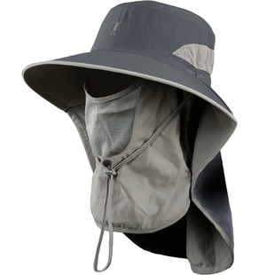 战术鸟大头围全遮脸钓鱼防晒帽男大码渔夫帽遮阳帽子面罩大号超大
