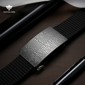 带军 自动扣皮带不露尾帆布腰带尼龙皮带休闲裤 战术鸟内扣 内穿式