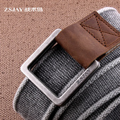 皮带学生休闲双扣裤 战术鸟 年轻人男士 双环扣帆布腰带 带2 纯棉