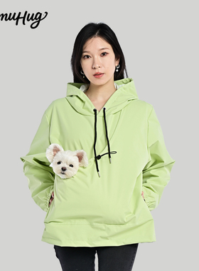 MumuHug斜款人宠合一卫衣可以放猫咪的衣服装狗神器春秋连帽服