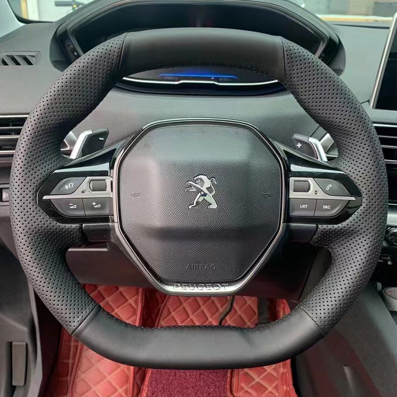 标致508L方向盘套真皮翻毛标致4008 5008 408X把套手缝专用全包款
