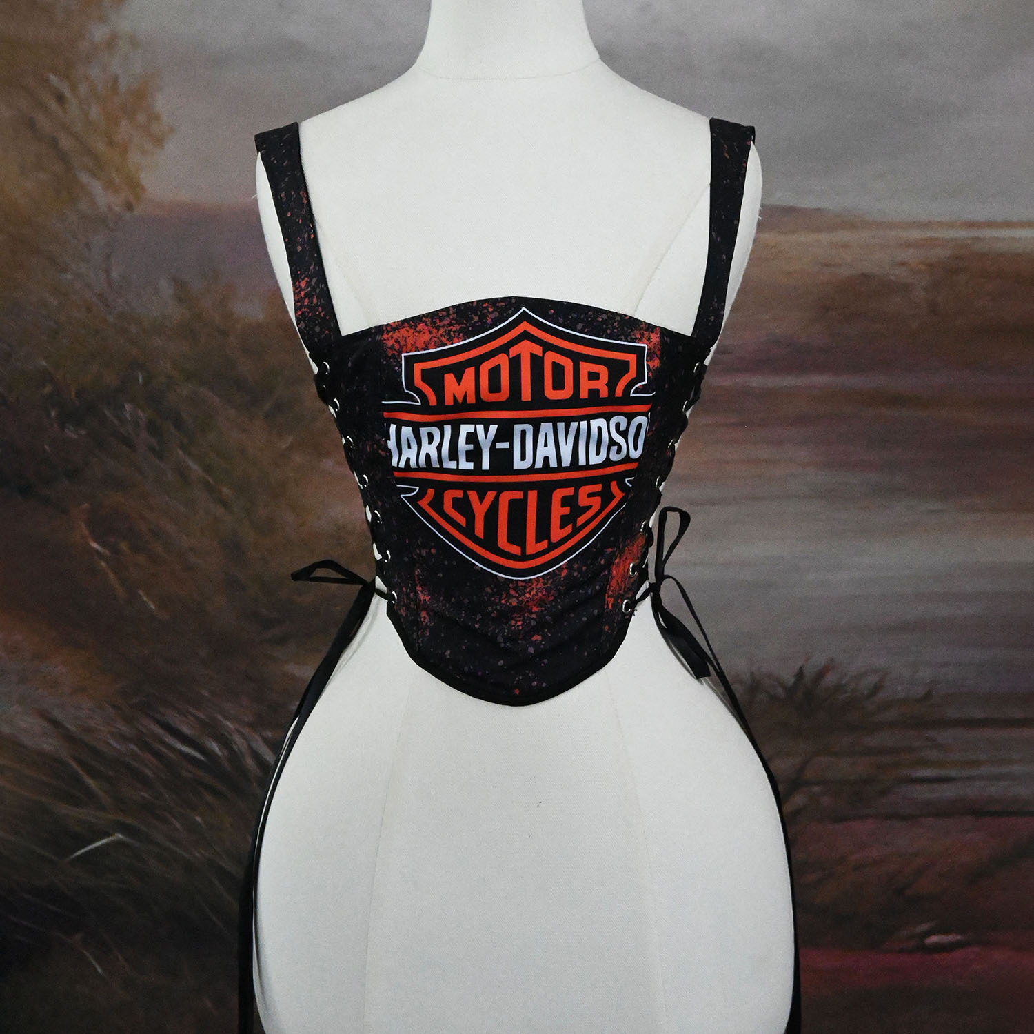 甜酷风个性字母款鱼骨胸衣双侧绑带欧美时尚潮人塑身上衣吊带背心