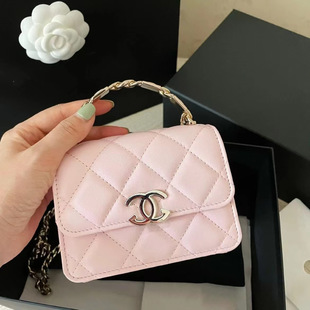 小香风女包包2026新款珐琅手柄小废包菱格链条迷你斜挎小方包