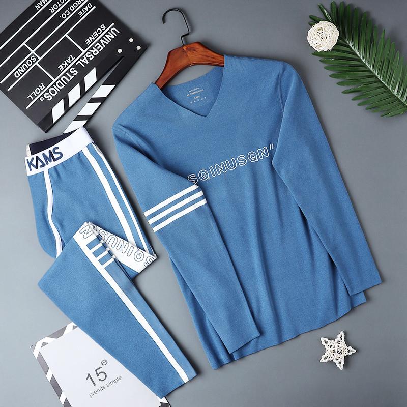 秋冬季男士秋衣秋裤套装无痕防寒保暖内衣潮流紧身棉毛衫打底衫男