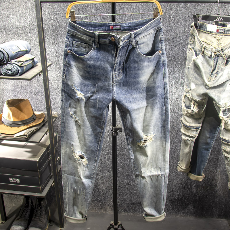 长裤春秋牛仔裤（补丁抓痕破洞