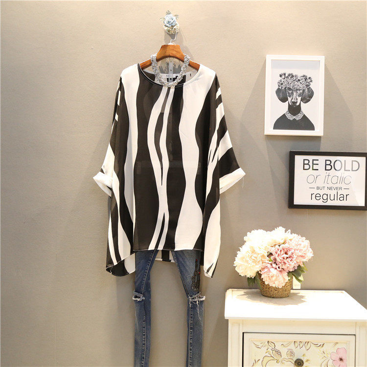 2019新款女裝胖MM中長款寬松蝙蝠短袖大碼雪紡衫200斤女襯衫上衣在類目 女裝/女士精品, 大碼女裝中 - 來自Buy2taobao.com提供專業的淘寶代購服務