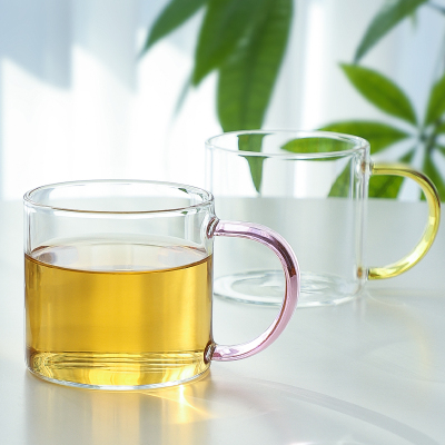 可加热平底带把手热饮杯高硼硅玻璃早餐牛奶杯透明水杯花茶绿茶杯