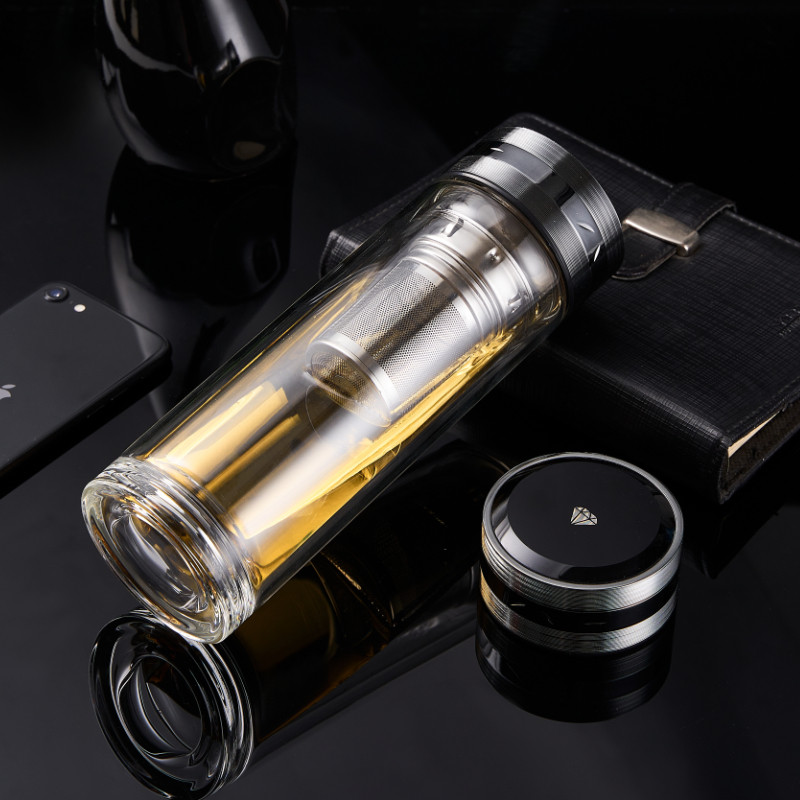 双层玻璃杯办公杯男女水杯泡茶杯商务杯加厚隔热耐高温玻璃杯定制