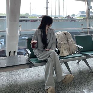 大码胖MM通勤韩系套装春秋款拼接拉链女装新款小众时尚简约两件套