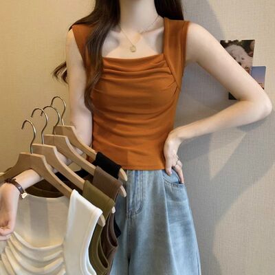 大码女夏显瘦遮肚子内搭休闲韩系简约无袖吊带背心胖MM打底衫上衣