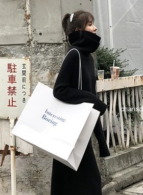 包邮高级购物袋ins超大号手提纸袋白色定制服装店礼品礼物包装袋