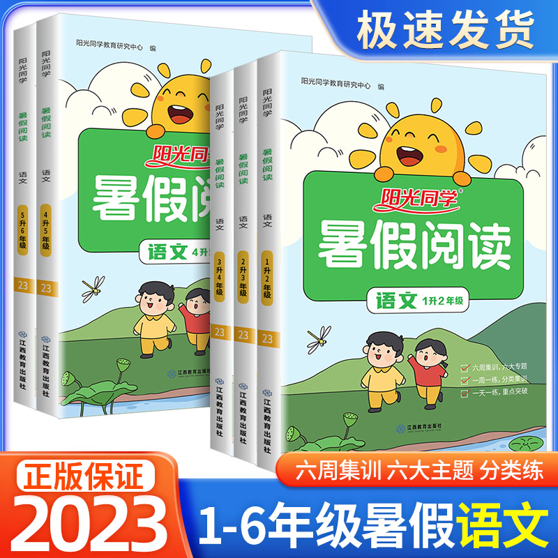 阳光同学暑假阅读一年级二年级三年级四年级五六年级人教版通用小学生暑假衔接作业一升二语文阅读理解专项训练课堂教材同步练习册