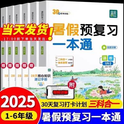 2025天天向上暑假预复习一本通小学一升二升三升四升五升六年级小升初衔接教材暑假作业语文数学英语规划人教版30天打卡计划