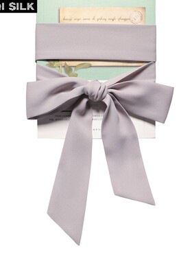 灰色配饰小长条哑光丝巾发带围巾腰带领巾欧美飘带纯色绑包包缠带