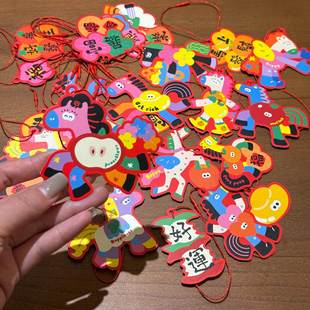 马年彩色七彩马新年小挂饰2026桔树卡通吊饰盆栽装饰春节布置挂件