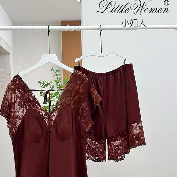 LITTLEWOMEN女士家居服套装蕾丝漏背睡衣短裤起居服女装
