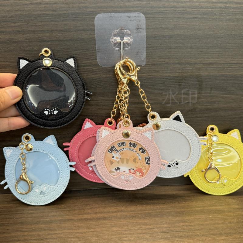 灵动可爱猫咪吧展5示套8mm皮徽章收纳包PU钥匙扣动漫谷子保护唧套