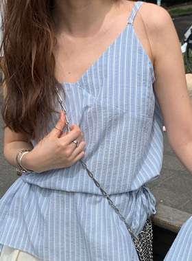 2025夏季love-minuet时尚百搭简约气质条纹宽松式套头吊带女背心