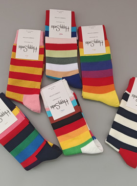 新款女中筒潮牌纯棉秋冬运动长袜白色大码百搭四季款嗨皮潮袜