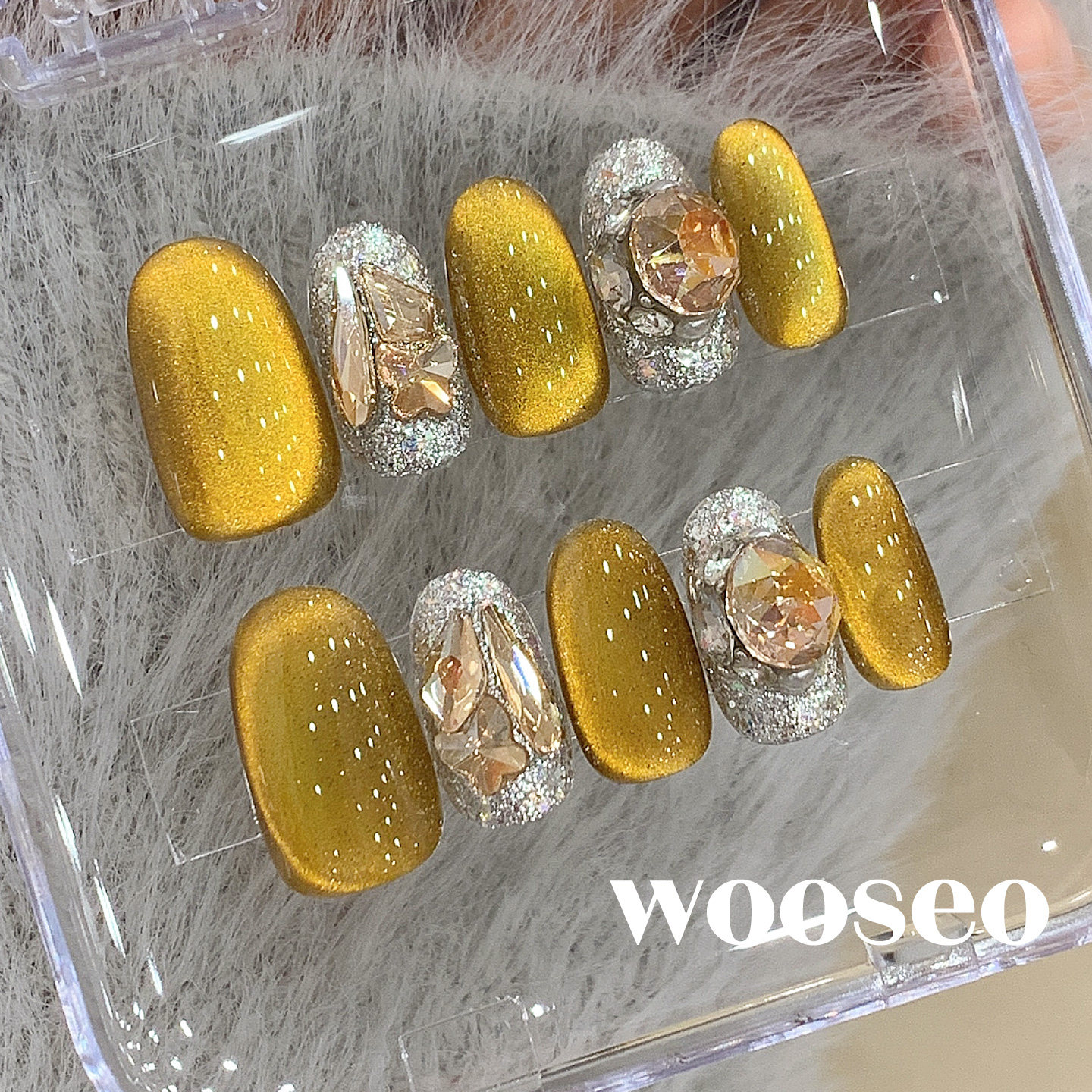 金色猫眼穿戴甲短款高级感重工秋冬显白指甲贴片2026新款穿戴美甲,彩妆/香水/美妆工具,穿戴甲/甲片,淘宝优惠券,粉丝福利购,淘宝优惠卷