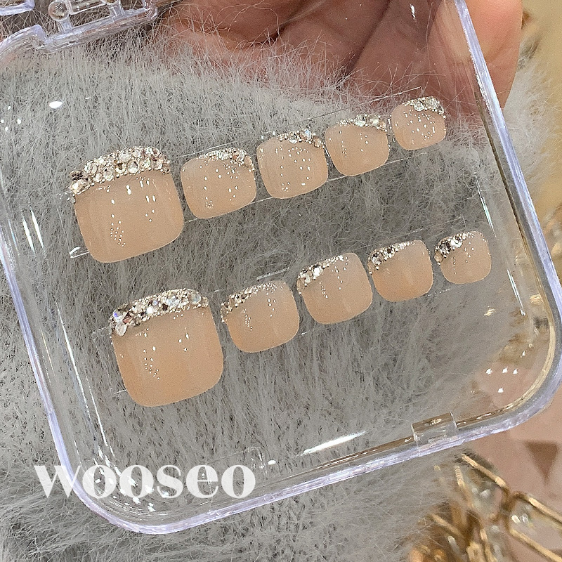 高质量精致绝美裸色脚趾甲穿戴甲