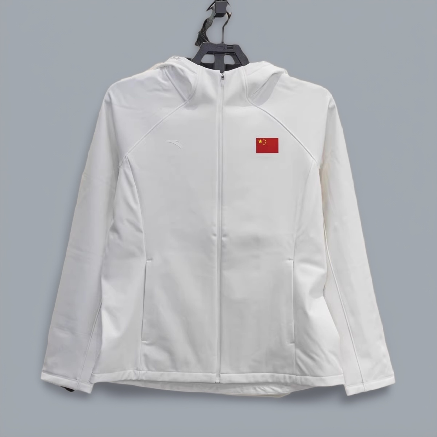 安踏国旗款连帽针织加绒外套女款