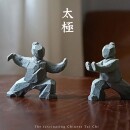 太极功夫装 武侠人物创意鱼缸盆景茶宠桌面工艺品 饰摆件新中式