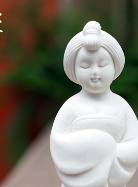 中式仕女摆件家居饰品植物国风
