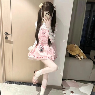 2025年新款 原创jk制服可爱日系背带短裤 童趣格子少女宽松学生套装