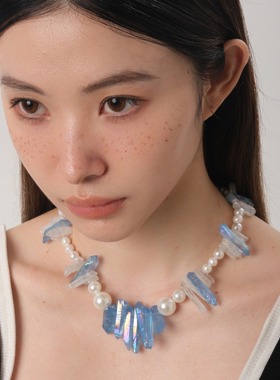 GetEmON原创高级感不撞款小众情侣珍珠水晶嘻哈男女手作锁骨项链