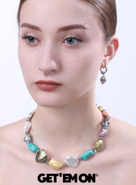 GetEmON原创高级感多巴胺小众度假巴洛克珍珠嘻哈潮男女锁骨项链