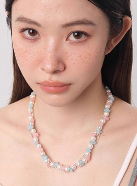 GetEmON原创高级感双层小众天然珍珠碎石拼接男女串珠锁骨项链
