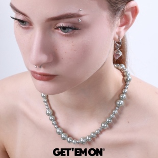 ONBrand原创高级感小众情侣珍珠Rocky嘻哈男女串珠美式 锁骨项链