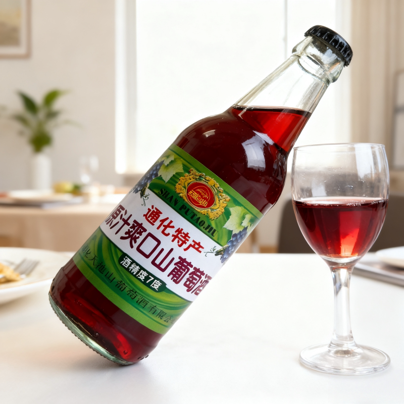 天池山通化原汁爽口山葡萄酒7度玻璃瓶330ml女士酸甜型果味低度酒