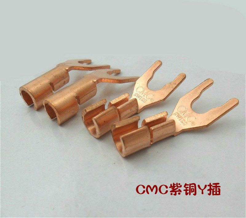 CMC纯紫铜Y插6005 Y型插头 音箱插 U形插 喇叭线插头原装正品