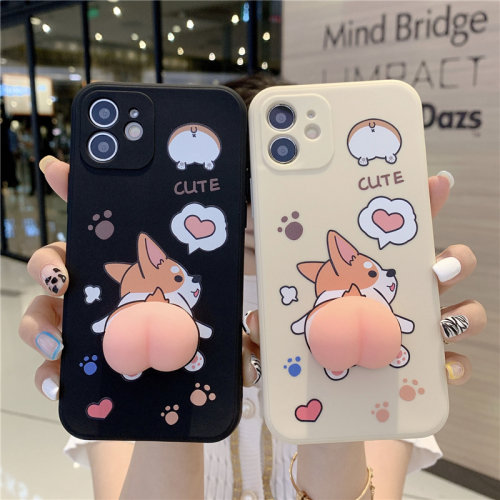 可爱柯基屁股适用苹果15/14手机壳12/13/11立体iphone7p/8plus卡通6s网红7蜡笔xr女款x软壳mini全包se2套Pro